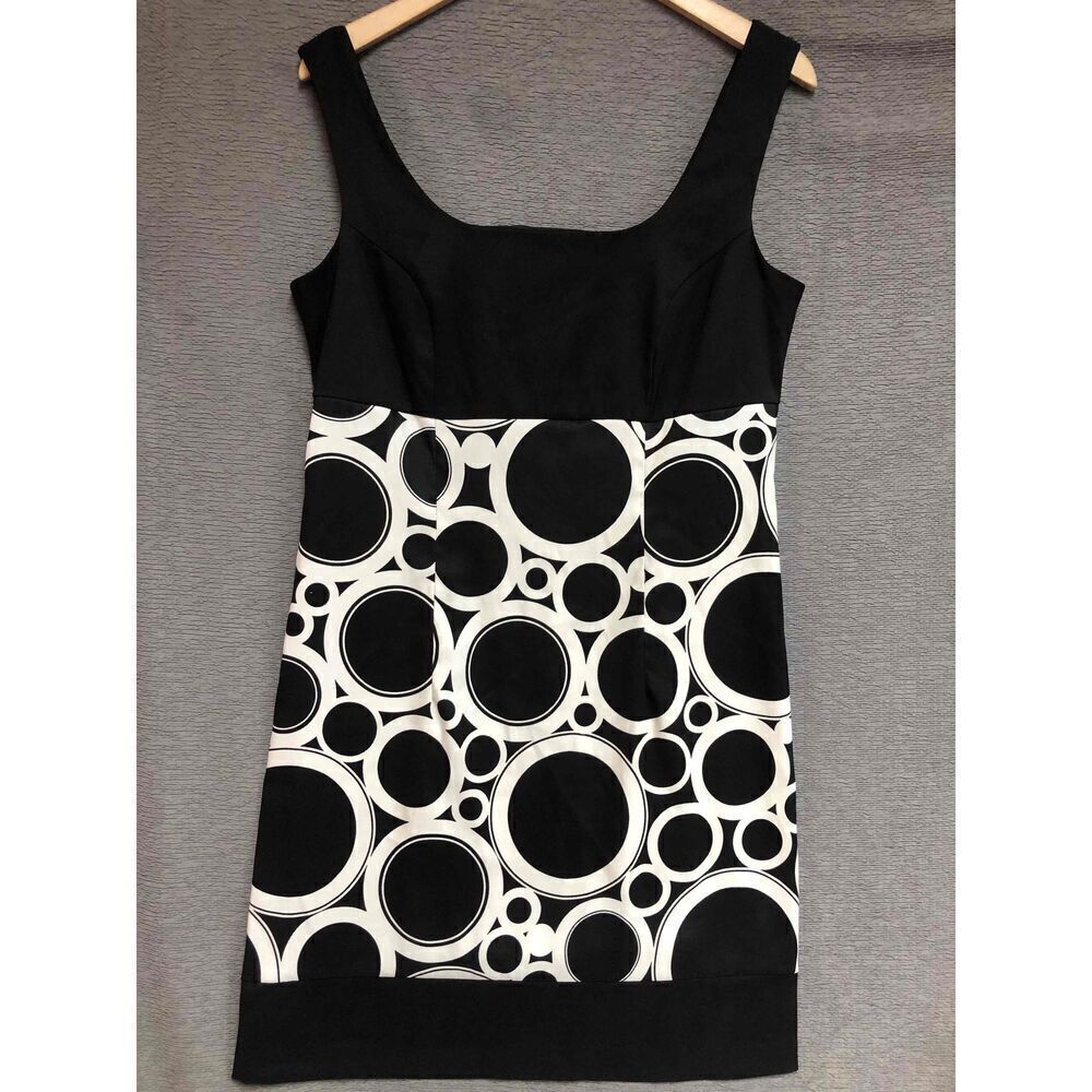 AB Studio Black Sheath Dress Geometric Sleeveless Womens Size 12